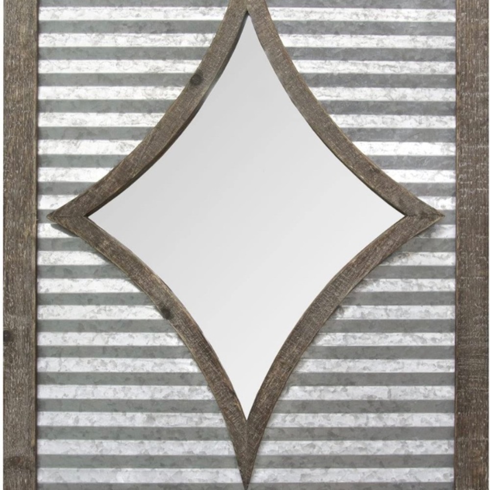 Galvanized metal & wood wall mirror